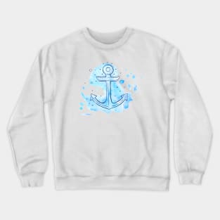 Anchor in watercolor and ink Crewneck Sweatshirt